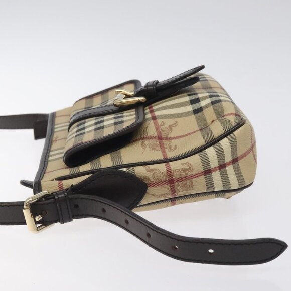 BURBERRY Nova Check Shoulder Bag PVC Beige Gold Auth - Picture 4 of 16